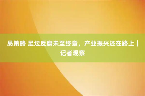 易策略 足坛反腐未至终章，产业振兴还在路上｜记者观察